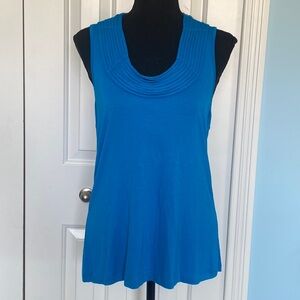 Cable & Gauge Large Blue Detailed Blouse Tank Top